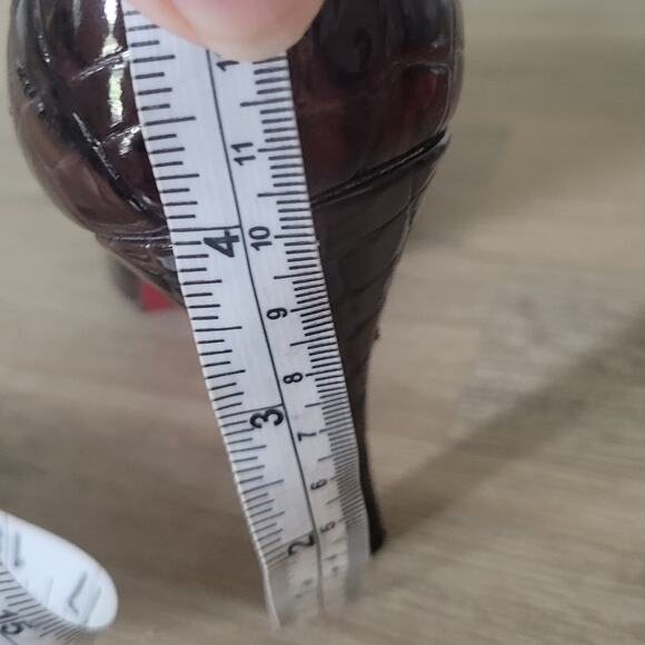 Alligator Print Open Toe 4" High Heels Size 7.5 Brown - Picture 8 of 8